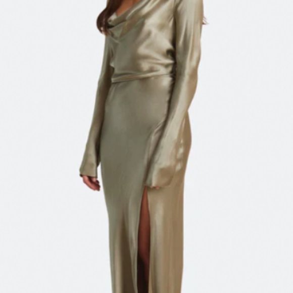 BEC + BRIDGE — MOON DANCE LONG SLEEVE COWL DRESS (SIZE 6) - Picture 2 of 3